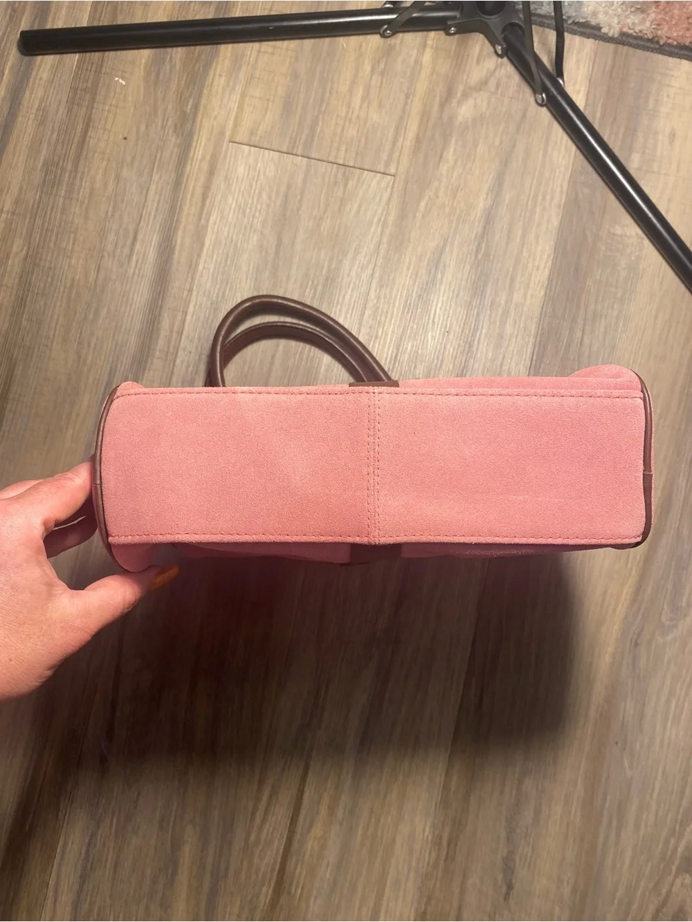 NWT‎ Bath & Body Works Ladies Pink Salmon 100% Leather Suede Handbag